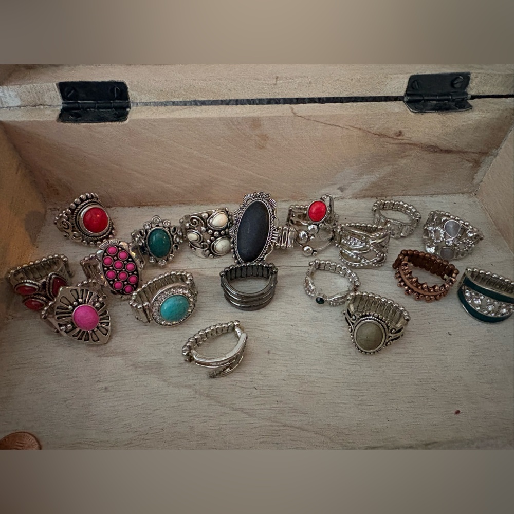 Elegant Silver and Gemstone Ring Set